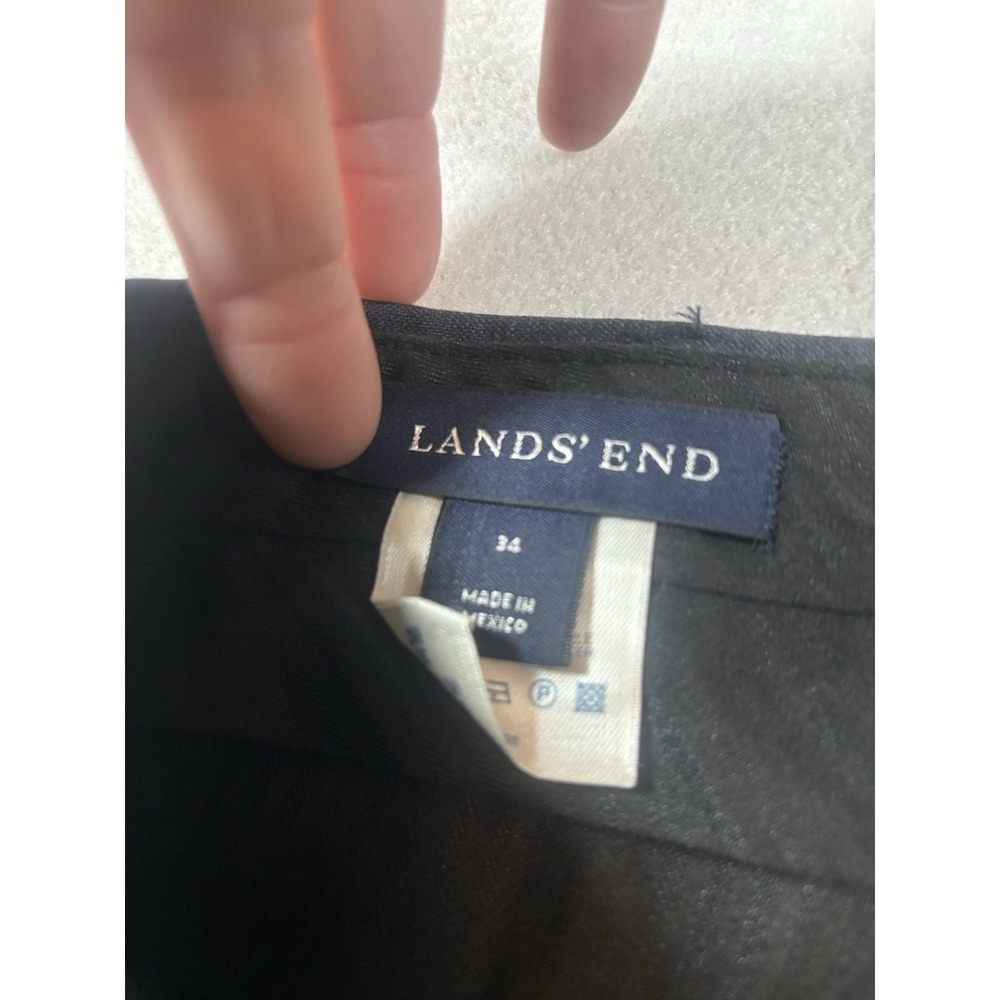 Lands End‎ Mens 100% Wool Dress Pants Trousers Slacks 34x32 Navy Pleated Cuffed - Picture 5 of 9